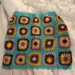 Princess Polly: Barbados Crochet Mini Skirt Blue